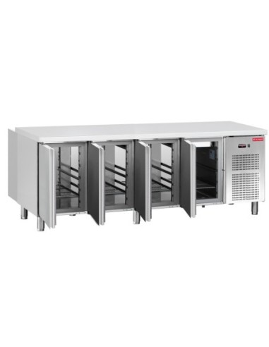 Mesa Gastronormn refrigerado 4 puertas ciega