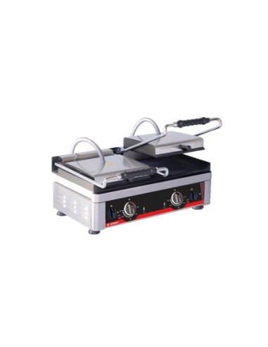 Grill sobremesa eléctrico estriado 3,5kW doble